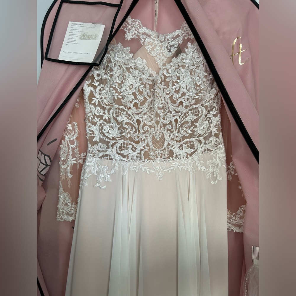 New Maggie Sottero “Madilyn” Wedding Dress/Gown Ivory/Nude Size 8. Includes Veil - Picture 6 of 16